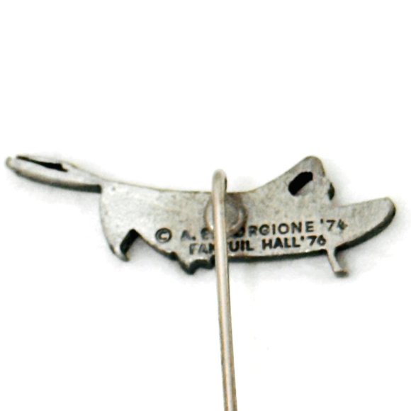Vintage Silver Tone Grasshopper Bug Hat/Lapel Pin A.E. Forgione '74 Faneuil Hall - Picture 6 of 7